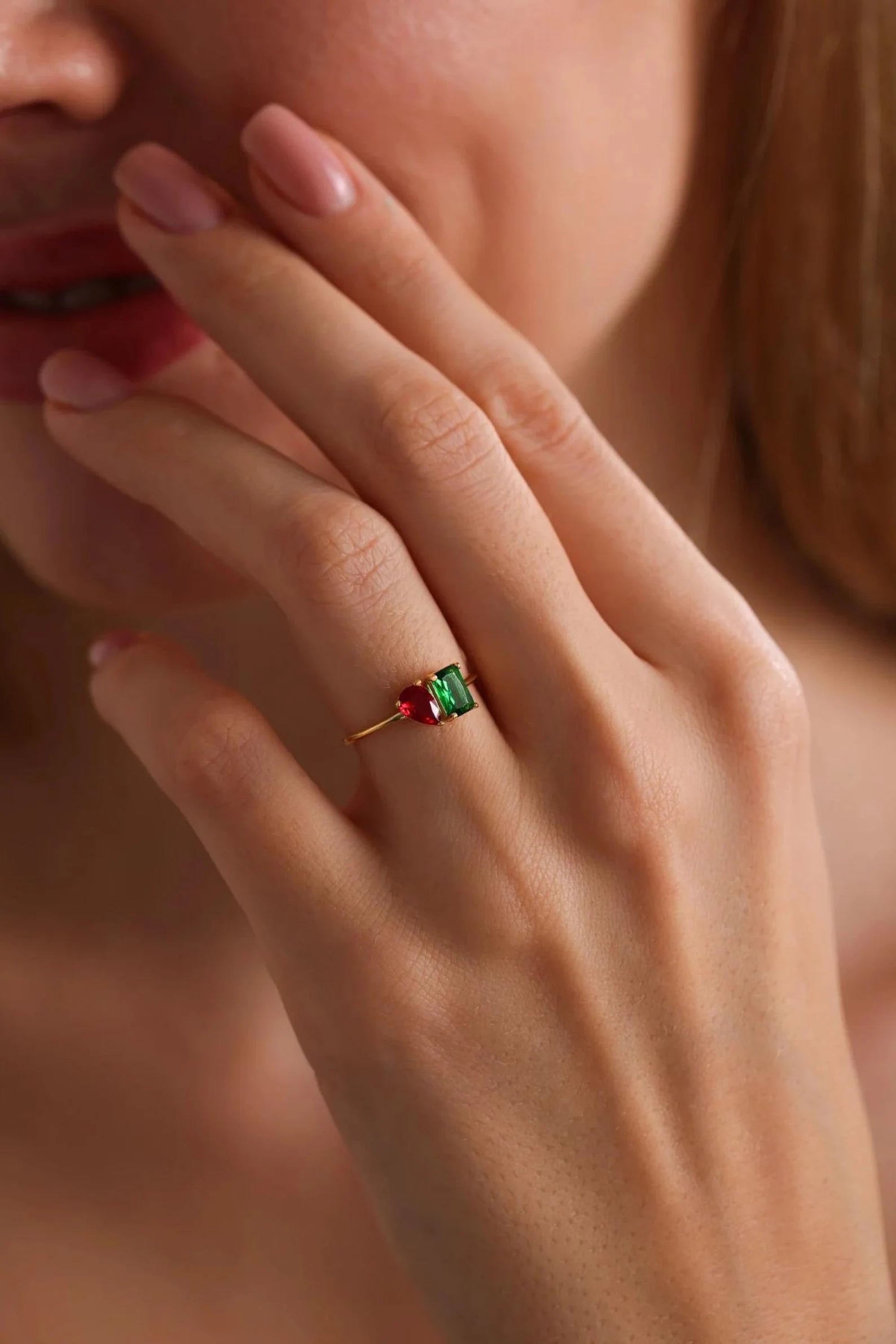 Smaragd und Birthstone Ring: Benutzerdefinierte Stapelring