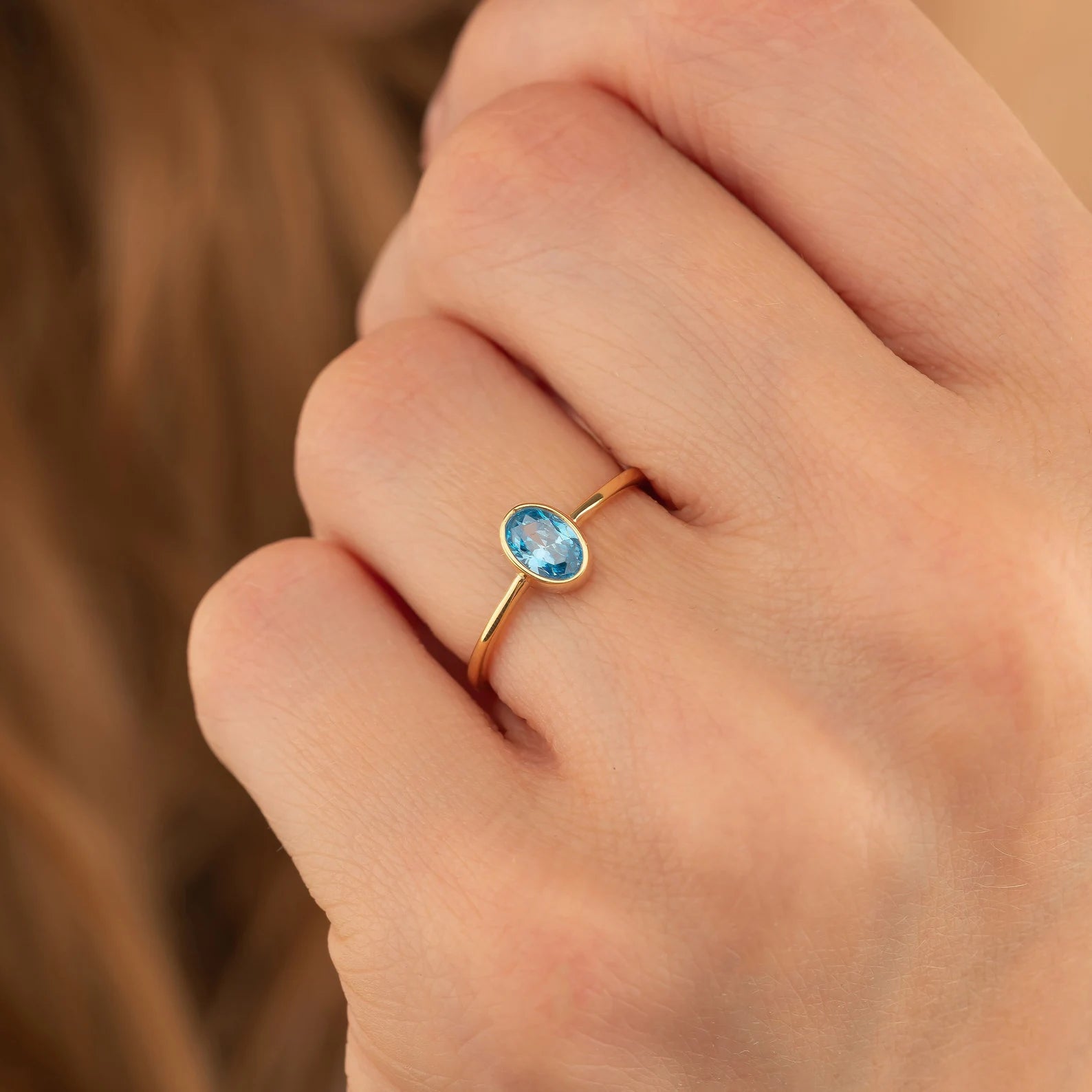 Oval Geburtsstein Ring